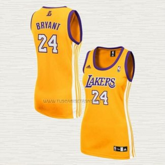 Camiseta Kobe Bryant NO 24 Mujer Los Angeles Lakers Amarillo