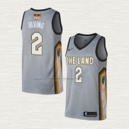 Camiseta Kyrie Irving NO 2 Cleveland Cavaliers Ciudad 2018 Gris