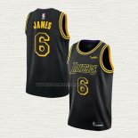 Camiseta LeBron James NO 6 Los Angeles Lakers Ciudad 2021-22 Negro