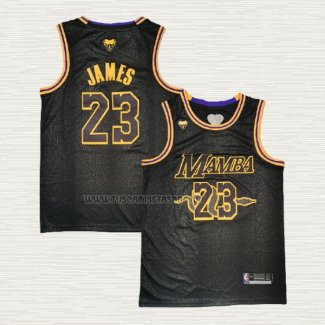 Camiseta Lebron James NO 23 Los Angeles Lakers Black Mamba Negro