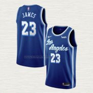 Camiseta Lebron James NO 23 Los Angeles Lakers Classic 2019-20 Azul