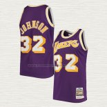 Camiseta Magic Johnson NO 32 Los Angeles Lakers Mitchell & Ness 1984 Violeta