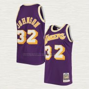 Camiseta Magic Johnson NO 32 Los Angeles Lakers Mitchell & Ness 1984 Violeta