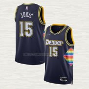 Camiseta Nikola Jokic NO 15 Denver Nuggets Ciudad 2021-22 Azul