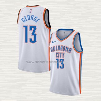 Camiseta Paul George NO 13 Oklahoma City Thunder Association Blanco