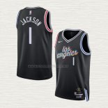 Camiseta Reggie Jackson NO 1 Los Angeles Clippers Ciudad 2022-23 Negro