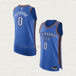 Camiseta Russell Westbrook NO 0 Oklahoma City Thunder Icon Autentico Azul