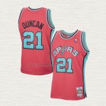 Camiseta Tim Duncan NO 21 San Antonio Spurs Mitchell & Ness 1998-99 Rosa