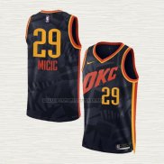 Camiseta Vasilije Micic NO 29 Oklahoma City Thunder Ciudad 2023-24 Negro