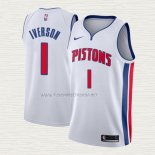 Camiseta Allen Iverson NO 1 Detroit Pistons Association Blanco