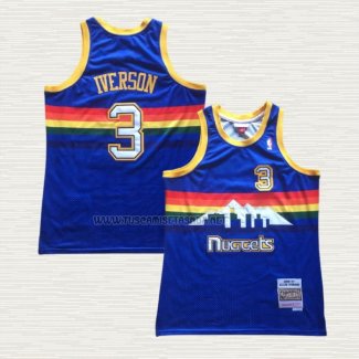 Camiseta Allen Iverson NO 3 Denver Nuggets Hardwood Classics 2006-07 Azul