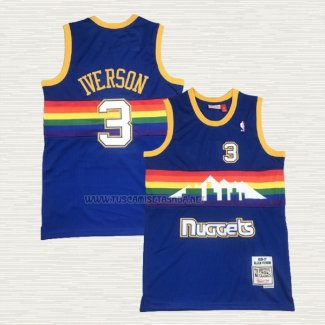 Camiseta Allen Iverson NO 3 Denver Nuggets Mitchell & Ness 2006-07 Azul