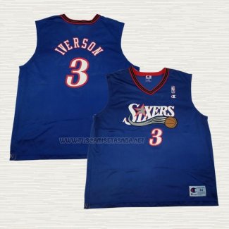 Camiseta Allen Iverson NO 3 Philadelphia 76ers Retro Azul2