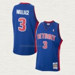 Camiseta Ben Wallace NO 3 Detroit Pistons Mitchell & Ness 2003-04 Azul