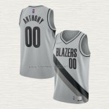 Camiseta Carmelo Anthony NO 00 Portland Trail Blazers Earned 2020-21 Gris