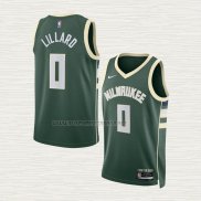 Camiseta Damian Lillard NO 0 Milwaukee Bucks Icon Verde