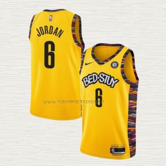 Camiseta Deandre Jordan NO 6 Brooklyn Nets Ciudad 2020-21 Amarillo