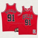 Camiseta Dennis Rodman NO 91 Chicago Bulls Mitchell & Ness 1997-98 NBA Finals Rojo