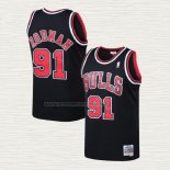 Camiseta Dennis Rodman NO 91 Chicago Bulls Mitchell & Ness Negro
