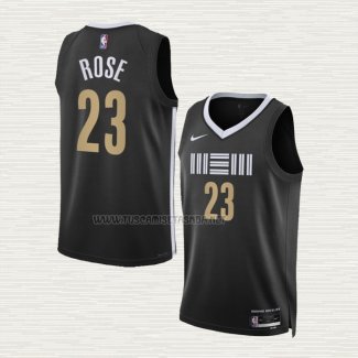 Camiseta Derrick Rose NO 23 Memphis Grizzlies Ciudad 2023-24 Negro