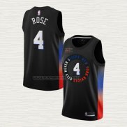 Camiseta Derrick Rose NO 4 New York Knicks Ciudad 2020-21 Negro