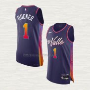Camiseta Devin Booker NO 1 Phoenix Suns Ciudad Autentico 2023-24 Violeta