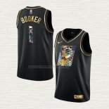 Camiseta Devin Booker NO 1 Phoenix Suns Golden Edition 2021-22 Negro