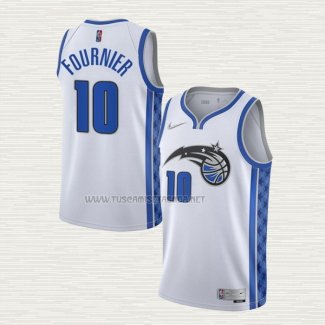 Camiseta Evan Fournier NO 10 Orlando Magic Earned 2020-21 Blanco