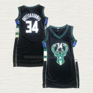 Camiseta Giannis Antetokounmpo NO 34 Mujer Milwaukee Bucks Icon Negro