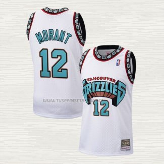 Camiseta Ja Morant NO 12 Memphis Grizzlies Retro Historic Blanco