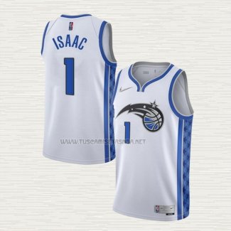 Camiseta Jonathan Isaac NO 1 Orlando Magic Earned 2020-21 Blanco