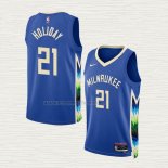 Camiseta Jrue Holiday NO 21 Milwaukee Bucks Ciudad 2022-23 Azul