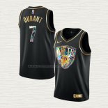 Camiseta Kevin Durant NO 7 Brooklyn Nets Golden Edition 2021-22 Negro