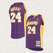 Camiseta Kobe Bryant NO 24 Los Angeles Lakers Mitchell & Ness 60th Anniversary 2007-08 Violeta