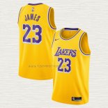 Camiseta LeBron James NO 23 Los Angeles Lakers Icon 2020-21 Amarillo
