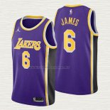 Camiseta LeBron James NO 6 Los Angeles Lakers Statement 2020-21 Violeta