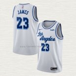 Camiseta Lebron James NO 23 Los Angeles Lakers Classic 2019-20 Blanco
