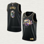 Camiseta Lebron James NO 6 Los Angeles Lakers Golden Edition 2021-22 Negro