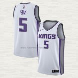 Camiseta NO 5 Sacramento Kings Association Blanco De'Aaron Fox