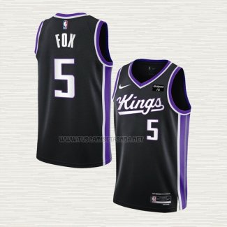 Camiseta NO 5 Sacramento Kings Icon 2023-24 Negro De'Aaron Fox