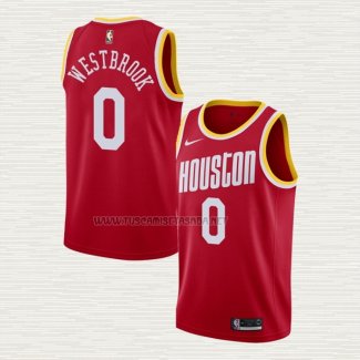 Camiseta Russell Westbrook NO 0 Houston Rockets Hardwood Classics Rojo