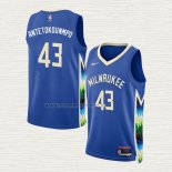 Camiseta Thanasis Antetokounmpo NO 43 Milwaukee Bucks Ciudad 2022-23 Azul