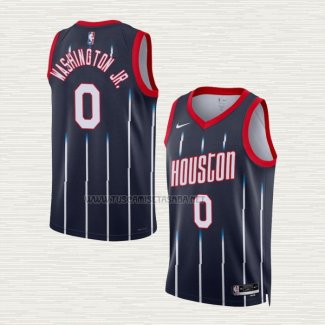 Camiseta Tyty Washington JR. NO 0 Houston Rockets Ciudad 2022-23 Negro