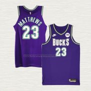 Camiseta Wesley Matthews NO 23 Milwaukee Bucks Classic 2022-23 Violeta
