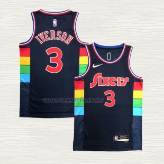 Camiseta Allen Iverson NO 3 Philadelphia 76ers Ciudad 2021-22 Azul