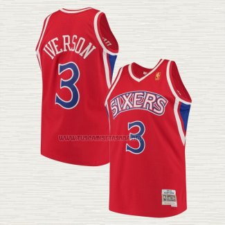 Camiseta Allen Iverson NO 3 Philadelphia 76ers Mitchell & Ness 1996-97 Rojo