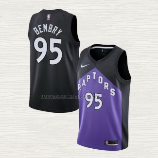 Camiseta DeAndre Bembry NO 95 Toronto Raptors Earned 2020-21 Negro Violeta