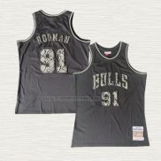 Camiseta Dennis Rodman NO 91 Chicago Bulls Mitchell & Ness 1997-98 Negro 1