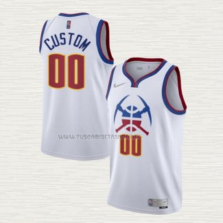 Camiseta Denver Nuggets Personalizada Earned 2020-21 Blanco