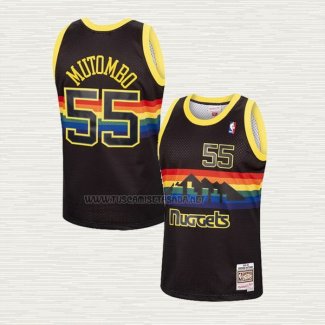 Camiseta Dikembe Mutombo NO 55 Denver Nuggets Retro Negro